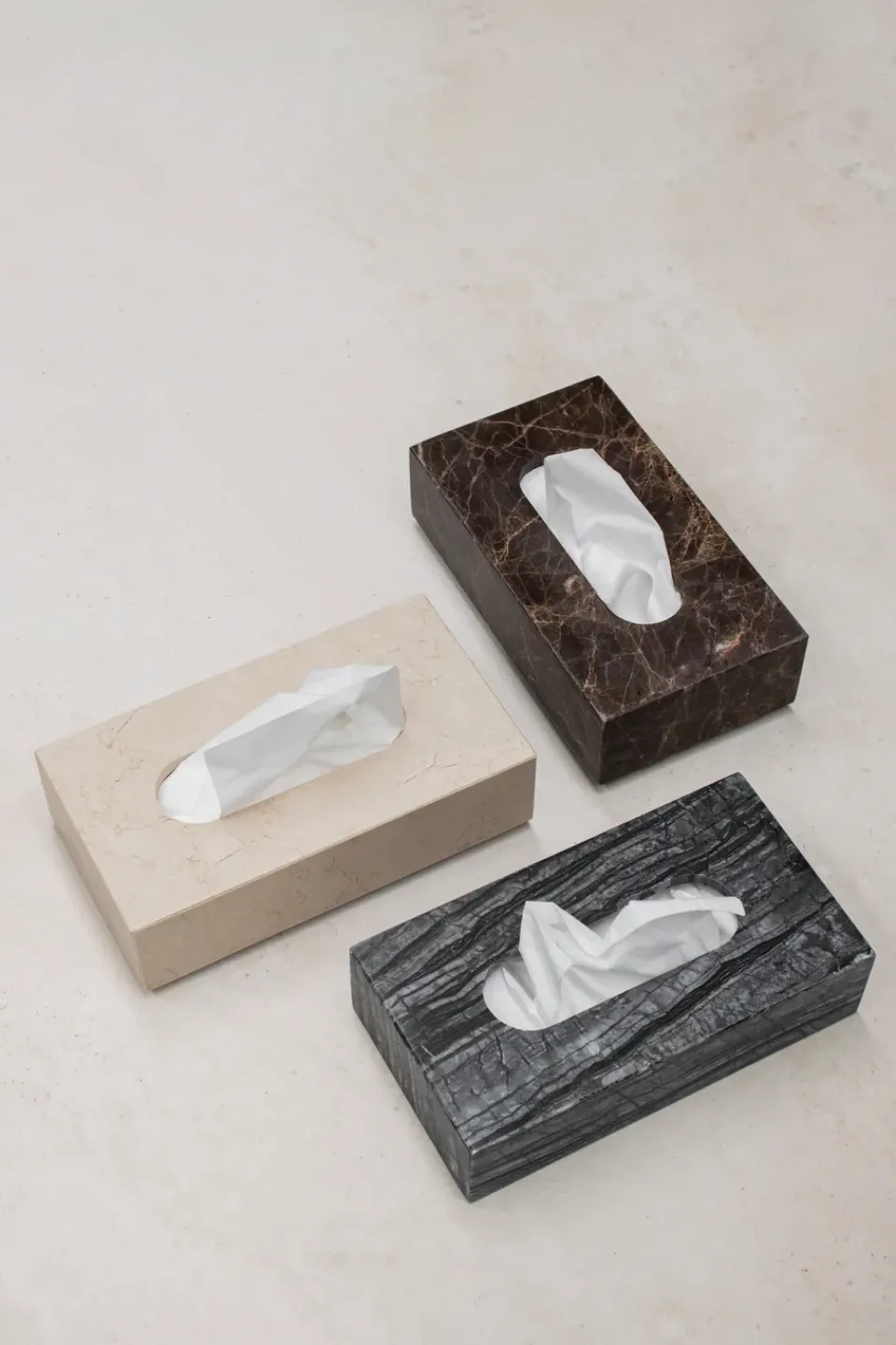 Storage Baskets^Mette Ditmer Marble tissue box 14x25.5 cm, Black-Grey BlackGrey