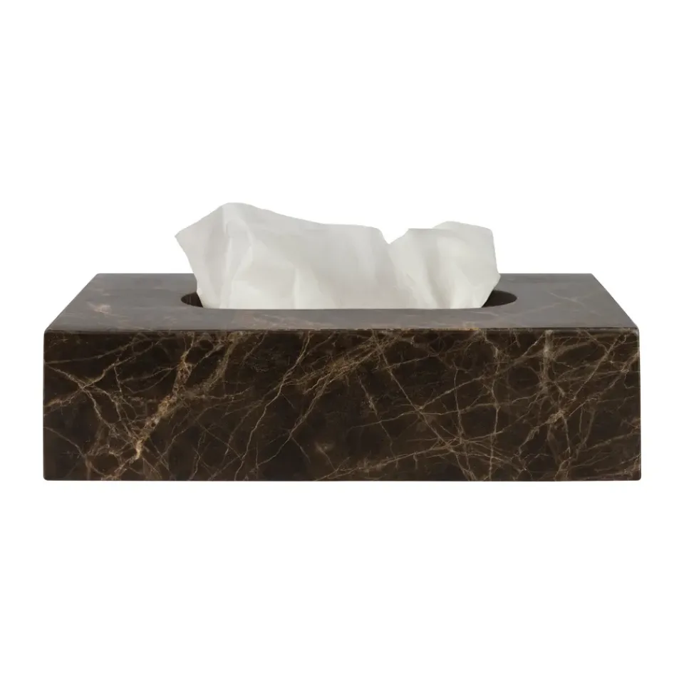 Storage Baskets^Mette Ditmer Marble tissue box 14x25.5 cm, Brown