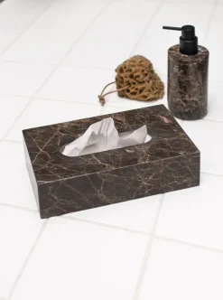 Storage Baskets^Mette Ditmer Marble tissue box 14x25.5 cm, Brown