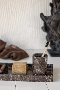 New Mette Ditmer Marble toothbrush holder 10 cm, Brown