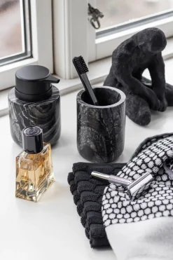 Toothbrush Holders^Mette Ditmer Marble toothbrush holder 10 cm, Black-Grey BlackGrey