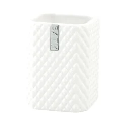 Lene Bjerre Marion tooth brush mug 10.5 cm, White-silver Silver-colouredWhite