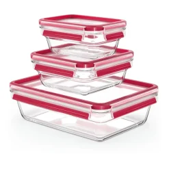 Online Tefal MasterSeal Glass lunch box 3-pack, Red