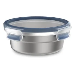 Clearance Tefal MasterSeal stainless steel lunch box round, 0.7 L Silver-colouredBlue