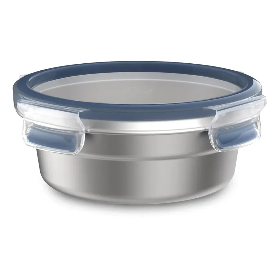 Clearance Tefal MasterSeal stainless steel lunch box round, 0.7 L Silver-colouredBlue
