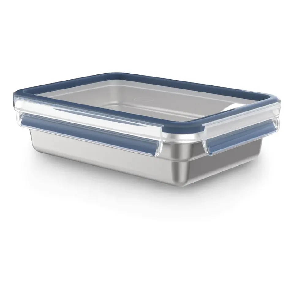 Tefal MasterSeal stainless steel lunch box rectangular, 1.2 L Silver-colouredBlue