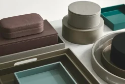 Mojoo Matte lacquered storage box Ø20x7 cm, Fawn Grey