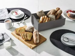 Bread Bins^Alessi Mattina bread bin 34 cm, Dark -bamboo Grey