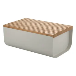 Bread Bins^Alessi Mattina bread bin 34 cm, Warm grey-bamboo BrownGrey