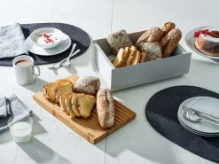 Bread Bins^Alessi Mattina bread bin 34 cm, Warm grey-bamboo BrownGrey