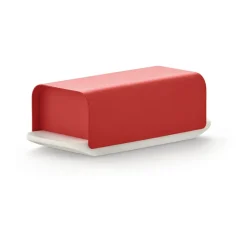 Clearance Alessi Mattina butter dish 9.5x21 cm, Red-stainless steel RedGrey