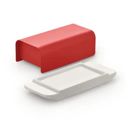 Clearance Alessi Mattina butter dish 9.5x21 cm, Red-stainless steel RedGrey