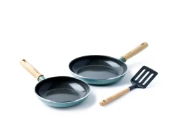 Saucepan Sets^GreenPan Mayflower Pro frying pan set + spatula, Green- Blue