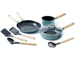 Saucepan Sets^GreenPan Mayflower Pro pot and frying pan set 9 pieces, Green- Blue
