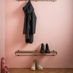 Outlet Maze shoe shelf L, brass Gold-coloured