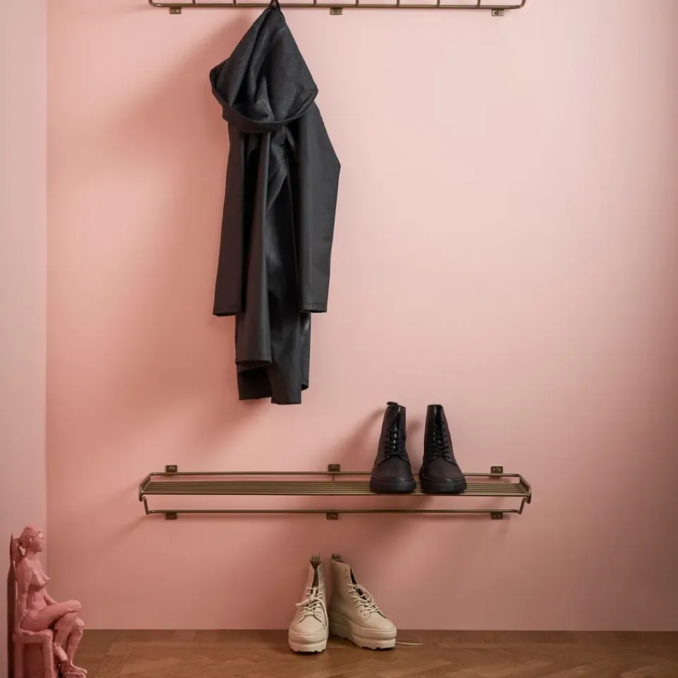 Outlet Maze shoe shelf L, brass Gold-coloured