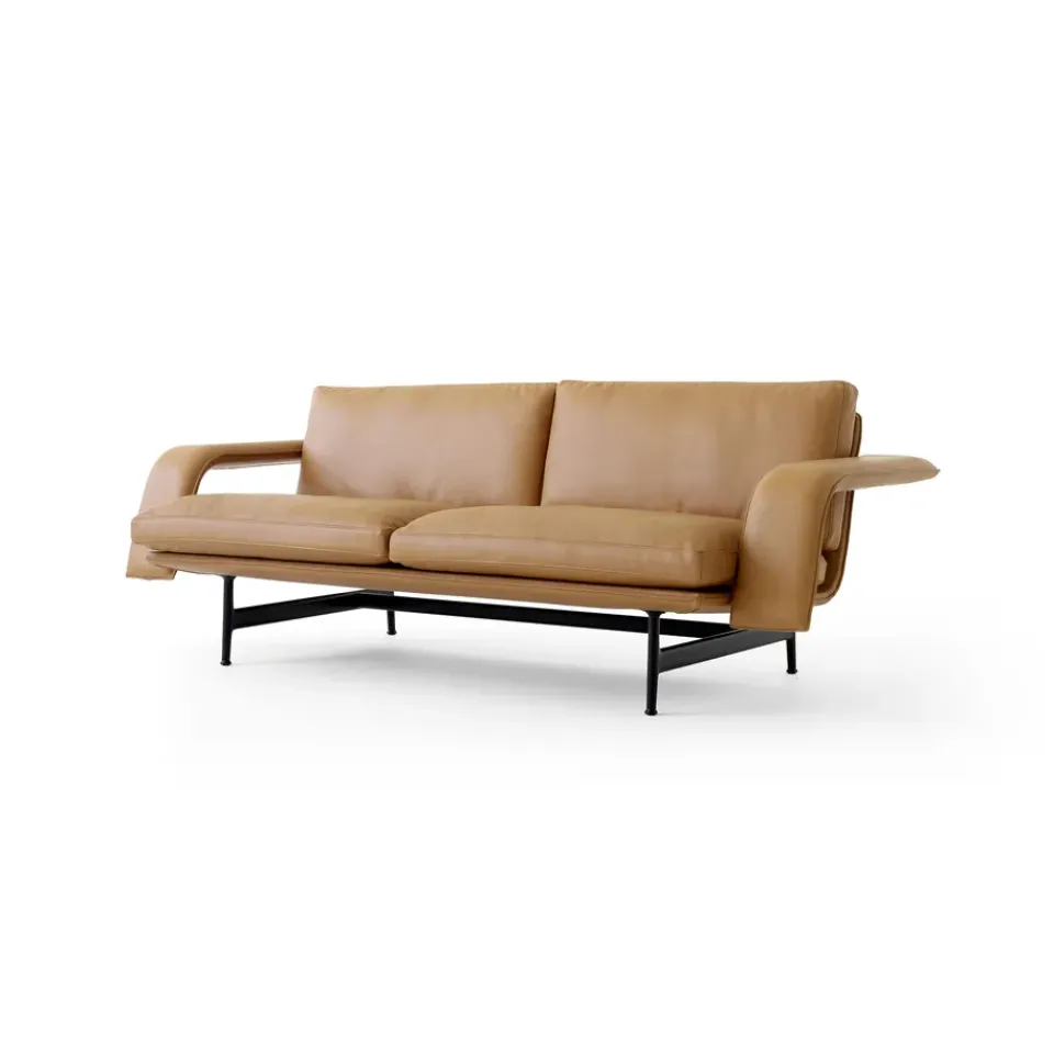 Sofas^&Tradition Meantime AV30 2-seater sofa, Warm black-Noble leather Cognac Brown