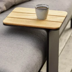 Table For Outdoor Use^Cane-line Mega side table, Teak-lava grey frame Brown