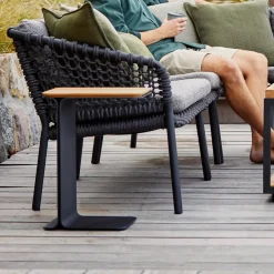 Table For Outdoor Use^Cane-line Mega side table, Teak-lava grey frame Brown