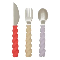 Children's Cutlery|Cutlery Sets^OYOY Mellow children's cutleryset 3 pieces, Lavender-Vanilla-Cherry Red BeigePurpleRed