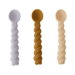 New OYOY Mellow spoon 3-pack, Lavender-vanilla-light Rubber BrownPurpleWhite