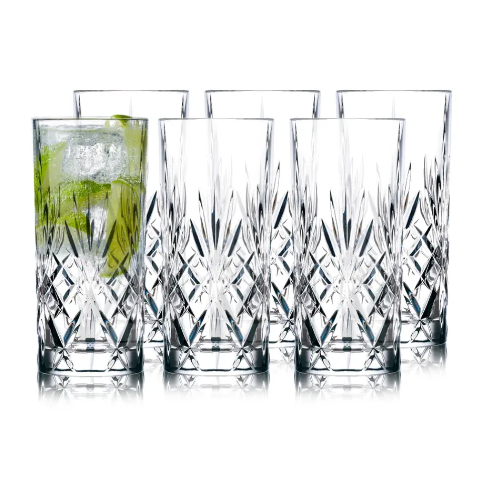 Long Drink & Highball Glasses^Lyngby Glas Melodia highball glass 36 cl 6-pack, Crystal Transparent