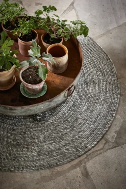 Online Classic Collection Merino wool carpet round Ø160 cm, Grey
