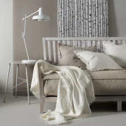 Wool Blankets & Throws^Himla Merlin throw linen 130x170 cm, off- White