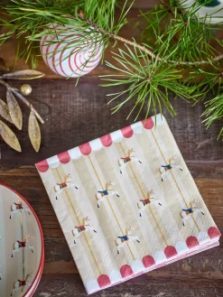 Paper Napkins^Bloomingville Merry-go-round napkin 33x33 cm 20-pack, Nature RedBeige