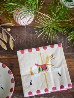 Paper Napkins^Bloomingville Merry-go-round napkin 33x33 cm 20-pack, Nature RedBeige