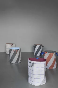 Laundry Baskets^Mette Ditmer Mesh laundry basket Ø40x50 cm, Brown-Off-white BeigeBrown