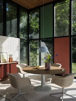 New Muuto Midst pedestal table, Dark linoleum-dark , Ø120 cm Red