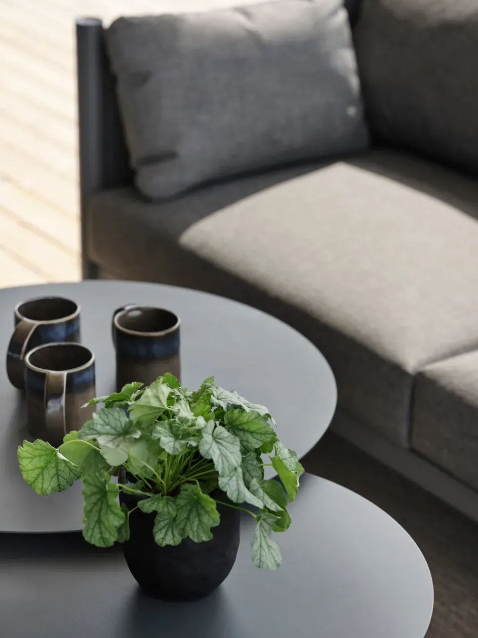 Table For Outdoor Use|Outdoor Lounge Furniture^Brafab Mill coffee table, Anthracite, Small High Ø50 cm Black