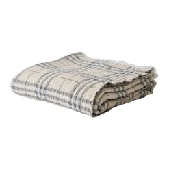 Cotton Blankets & Throws^Tell Me More Milton cotton throw 140x200 cm, Beige-white-dark grey GreyWhiteBeige