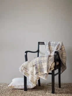 Cotton Blankets & Throws^Tell Me More Milton cotton throw 140x200 cm, Beige-white-dark grey GreyWhiteBeige
