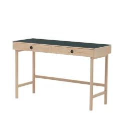 Hot A2 Mind desk, linoleum, drawers and legs in white-oiled oak Black