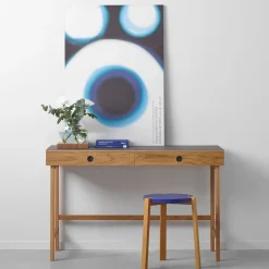 Hot A2 Mind desk, linoleum, drawers and legs in white-oiled oak Black