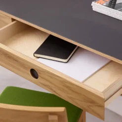 Hot A2 Mind desk, linoleum, drawers and legs in white-oiled oak Black