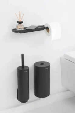 Toilet Roll Holders^Brabantia MindSet Toilet paper holder with shelf, Mineral Infinite Grey