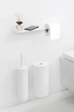 Toilet Roll Holders^Brabantia MindSet Toilet paper holder with shelf, Mineral Fresh White