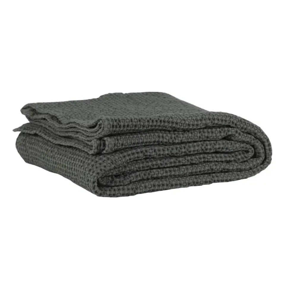 Cotton Blankets & Throws^Tell Me More Miro throw 260x260 cm, Forest Green