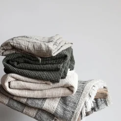 Cotton Blankets & Throws^Tell Me More Miro throw 260x260 cm, Forest Green