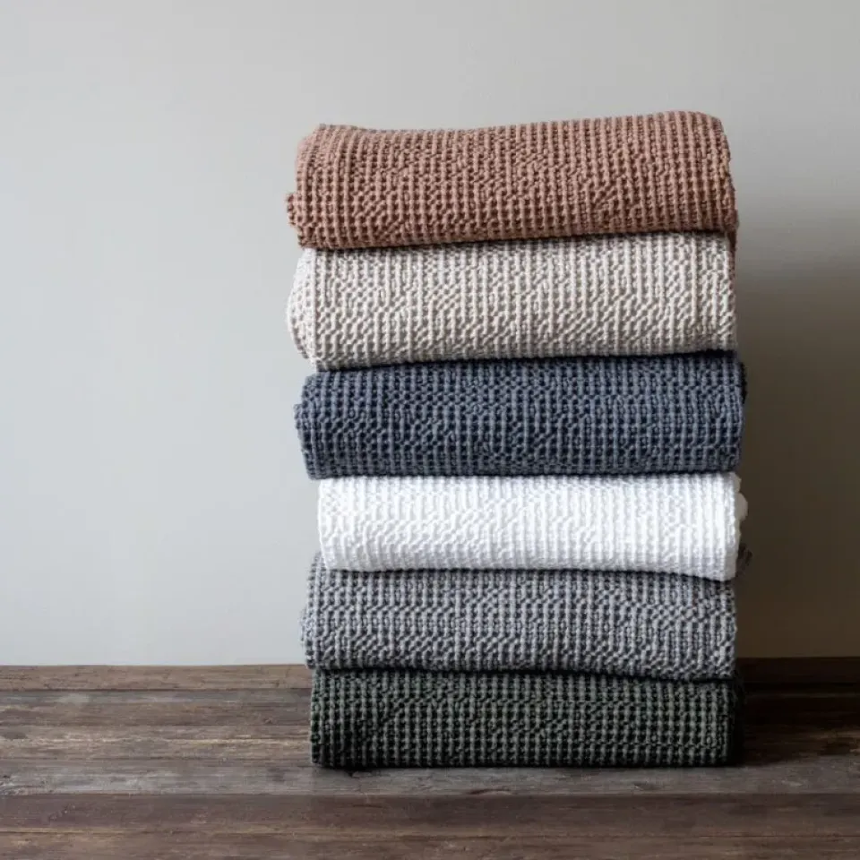 Cotton Blankets & Throws^Tell Me More Miro throw 260x260 cm, Forest Green