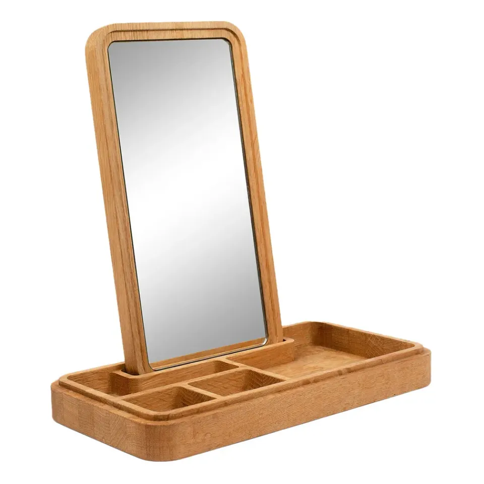 Table Mirrors^Spring Copenhagen Mirror with jewellery box 32 cm, Oak Brown