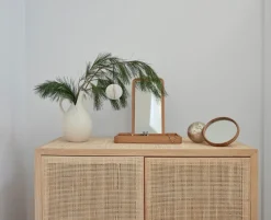 Table Mirrors^Spring Copenhagen Mirror with jewellery box 32 cm, Oak Brown