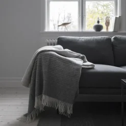 Wool Blankets & Throws^Scandi Living Mist wool throw, stone Grey