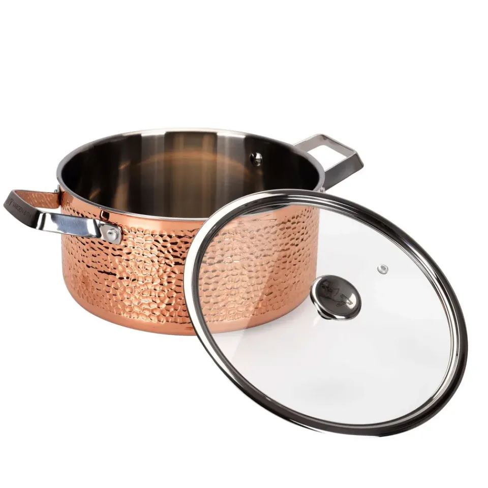 Cooking Pots & Casserole Dishes^Vargen & Thor Mjölner hammered copper casserole dish with lid, Miranda. 4 L Gold-colouredSilver-coloured