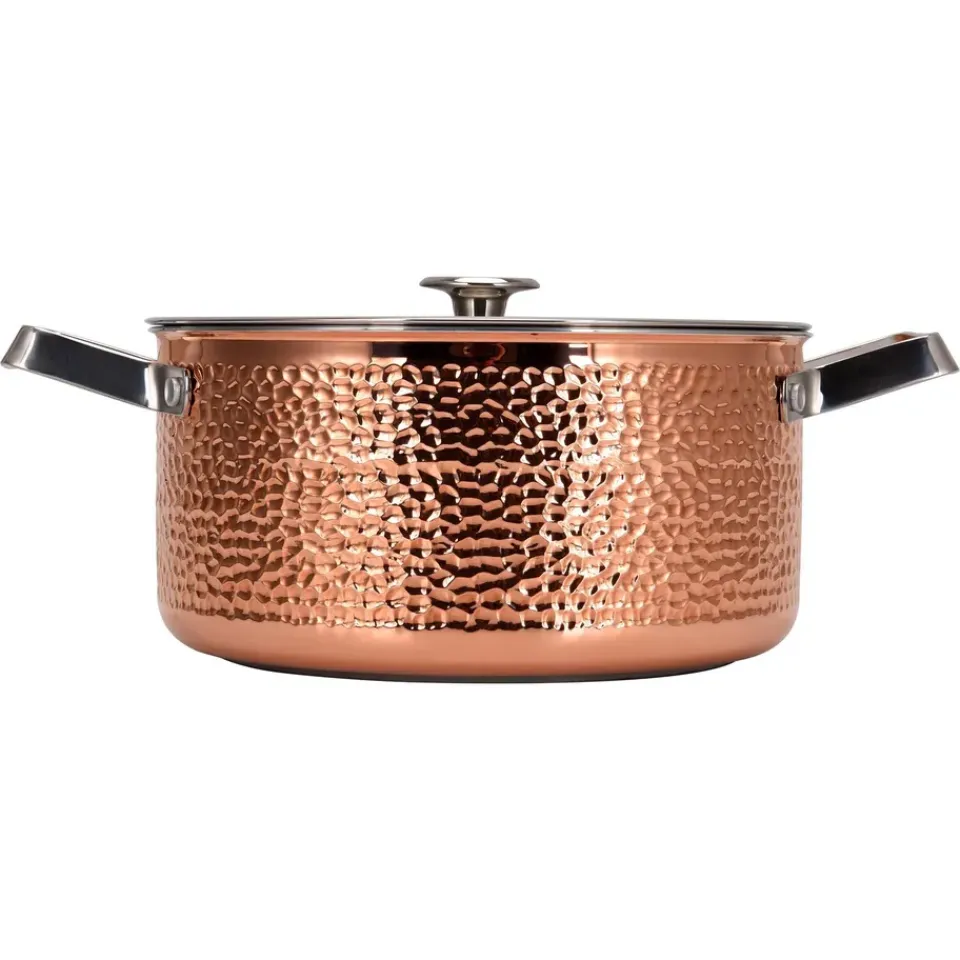 Cooking Pots & Casserole Dishes^Vargen & Thor Mjölner hammered copper casserole dish with lid, Miranda. 4 L Gold-colouredSilver-coloured