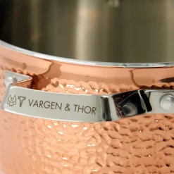 Cooking Pots & Casserole Dishes^Vargen & Thor Mjölner hammered copper casserole dish with lid, Miranda. 4 L Gold-colouredSilver-coloured