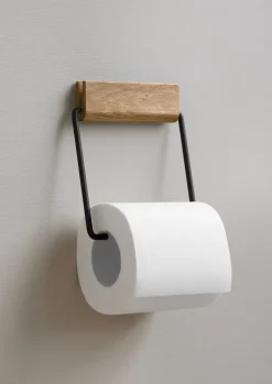 Toilet Roll Holders^MOEBE toilet paper holder, Oak-black Brown